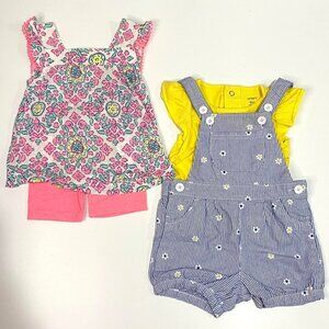 Carter's 4 Piece Baby Girl 9 months Overalls & Leggings Play Wear Outfit Bundle